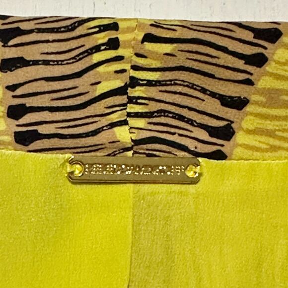 Rebecca Minkoff Silk Becky Blazer Jacket Medium Edgy Glam Mustard Yellow Stripes - Picture 4 of 10